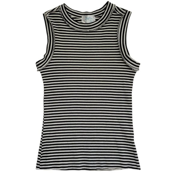 Black and White Fitted Striped Tank Top Size Small - Picture 1 of 10
